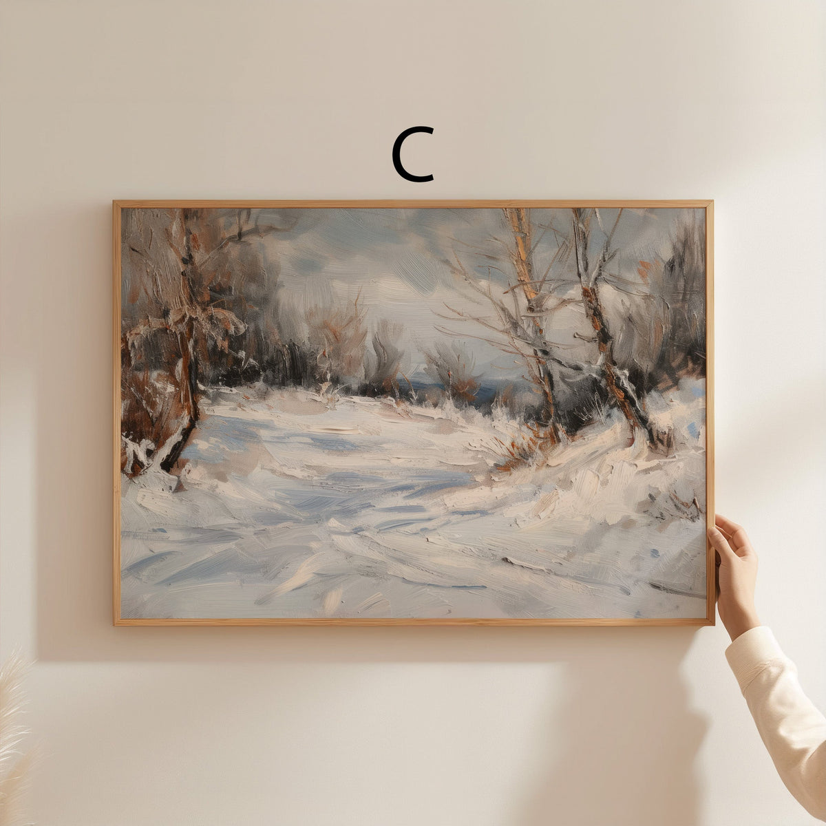 Moderne Vintage Kunst Poster · Geschenkidee · Pferd Winterlandschaft Figuren Klassische Wandkunst · Dekoprint ohne Rahmen